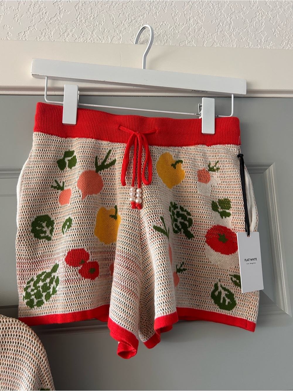 NWT Anthropologie Flat White Vegetable Print Shorts Cardigan Set- Sample - Picture 7 of 8